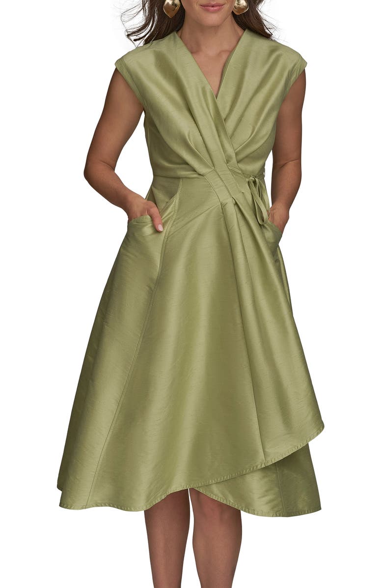 Donna Karan New York Pleated Wrap Dress, Alternate, color,