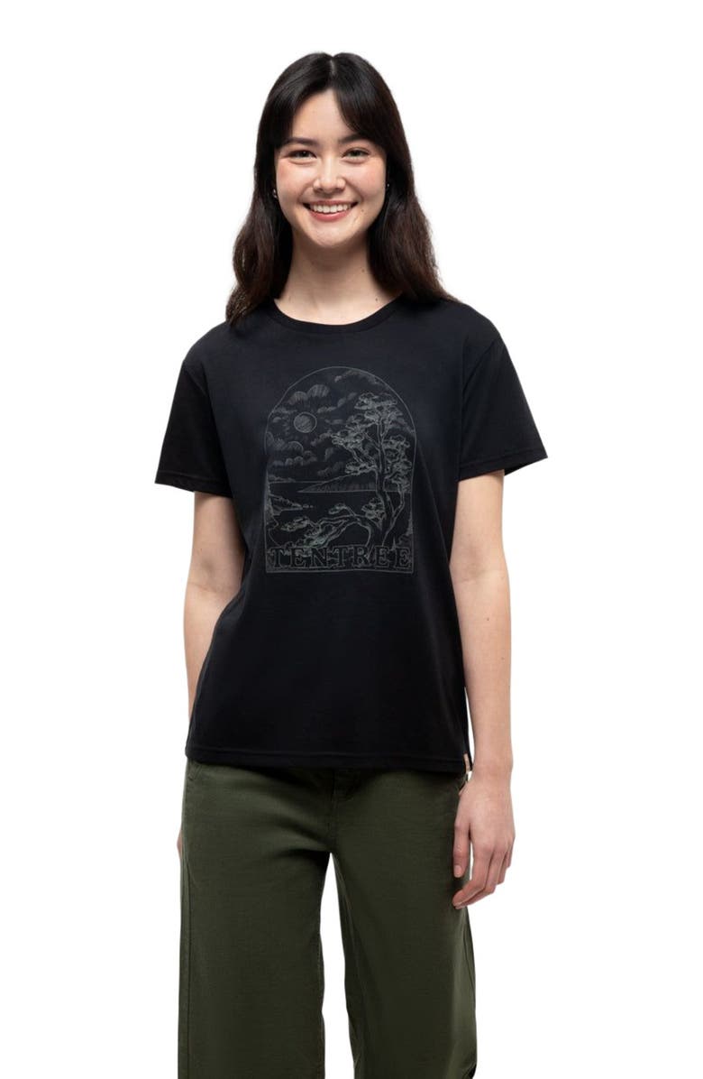 tentree Clifftop T-Shirt, Alternate, color, Meteorite Black/Agave Green
