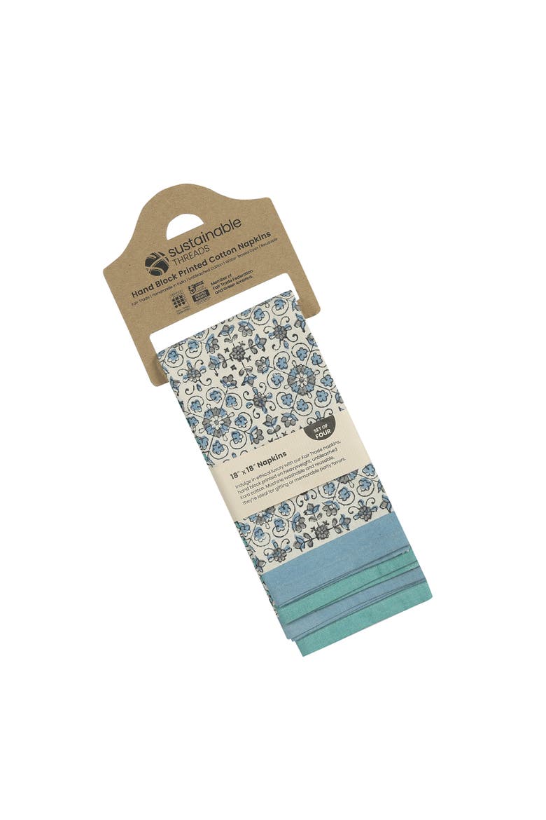 Streamline Hand Block Printed Napkins - Set of 4, Alternate, color, IVY WATERS