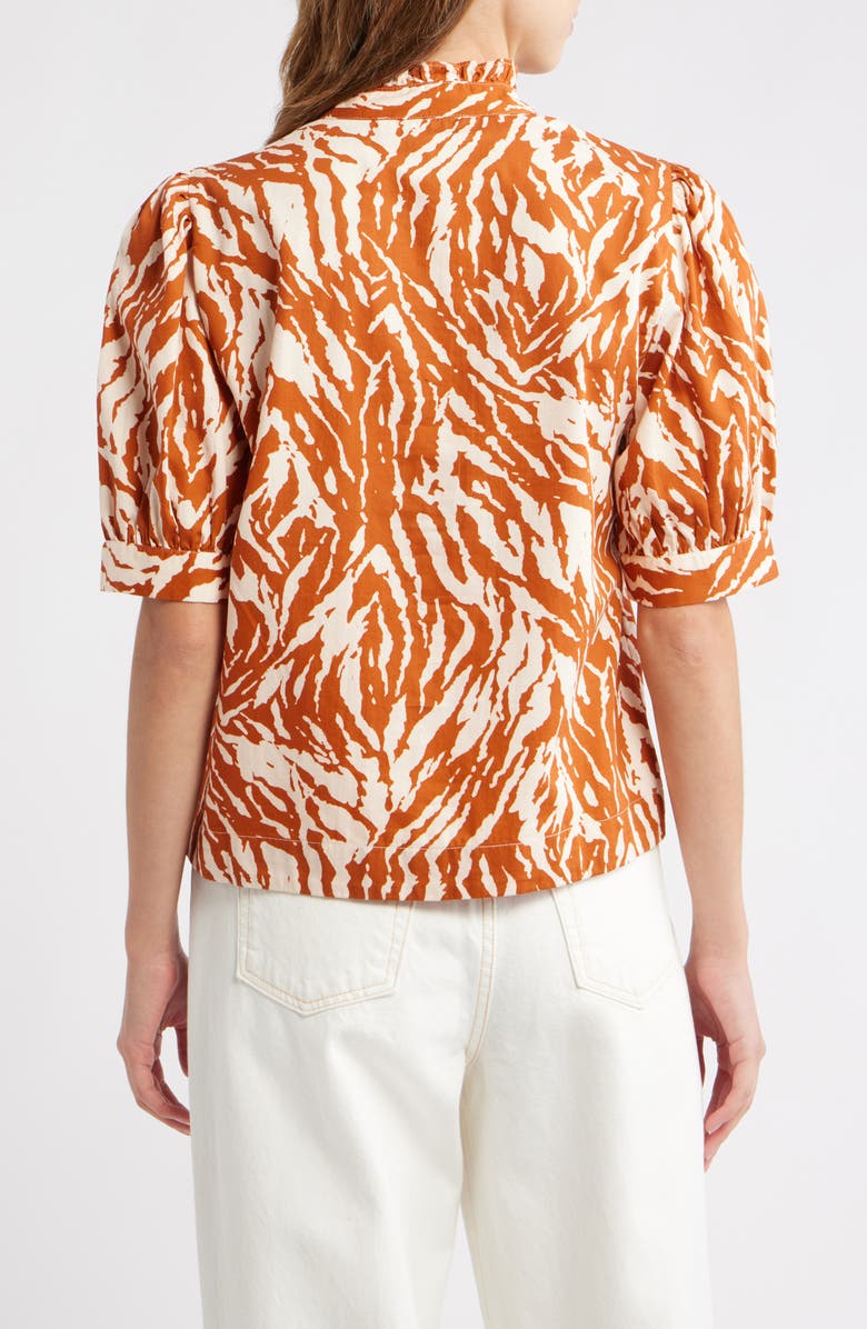 LOVE THE LABEL Carolina Print Button-Up Shirt, Alternate, color, Terracotta Zebra