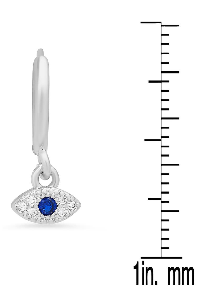 18K White Gold Plated Evil Eye Drop Huggie Hoop Earrings, Alternate, color, METALLIC