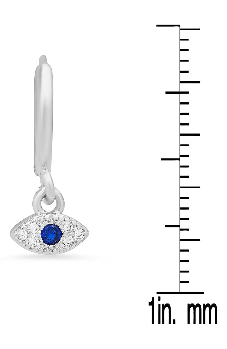 HMY JEWELRY 18K White Gold Plated Evil Eye Drop Huggie Hoop Earrings, Alternate, color, 