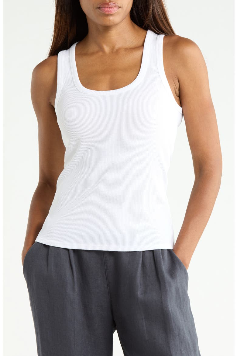 Scoop Neck Ribbed Tank, Main, color, WHITE