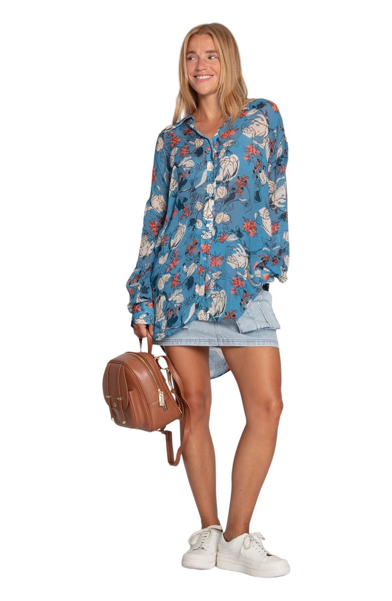 Belle & Bloom Because You Move Me Oversized Shirt, Alternate, color, Flora Blue