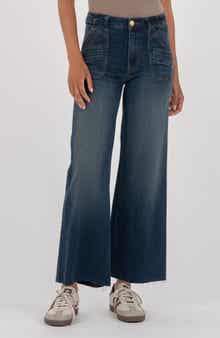 KUT from the Kloth Meg Raw Hem Ankle High Waist Wide Leg Jeans
