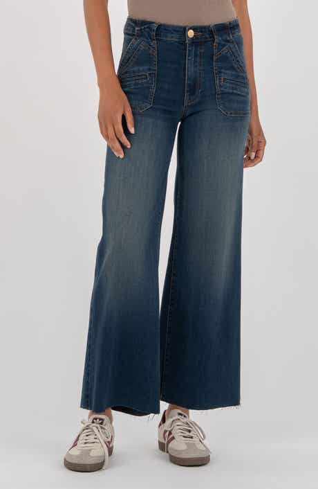 KUT from the Kloth Meg Raw Hem Ankle High Waist Wide Leg Jeans