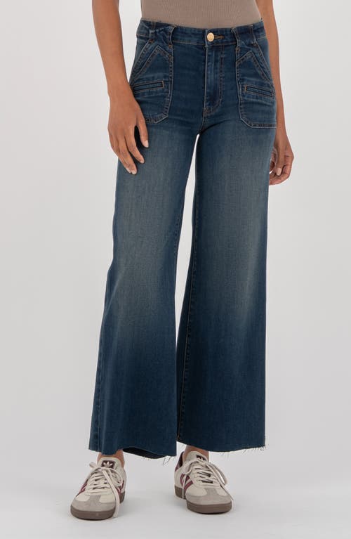 Kut From The Kloth Meg Raw Hem Ankle High Waist Wide Leg Jeans In Blue