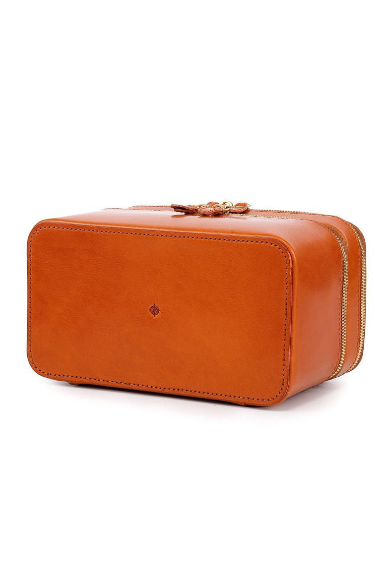 Ixia Genuine Leather Vanity Mini Trunk, Alternate, color, Caramel