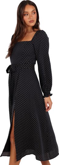 Ettie Polka Dot Long Sleeve Midi Dress
