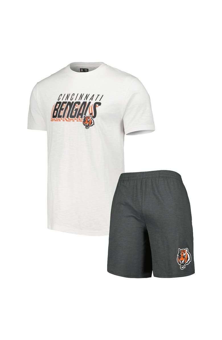 CONCEPTS SPORT Men's Concepts Sport Charcoal/White Cincinnati Bengals Downfield T-Shirt & Shorts Sleep Set, Alternate, color,