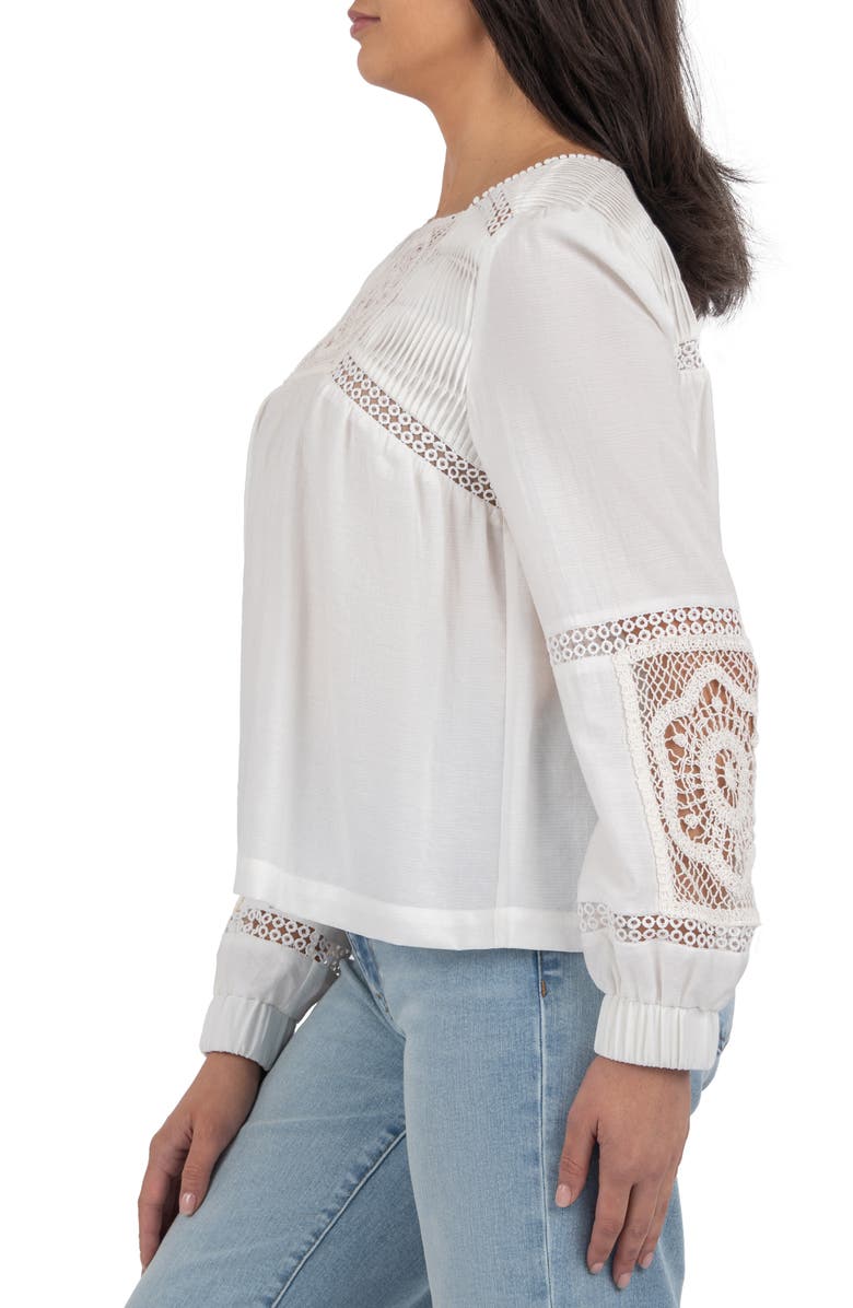 KUT from the Kloth Dua Pleated Lace Inset Top, Alternate, color, 