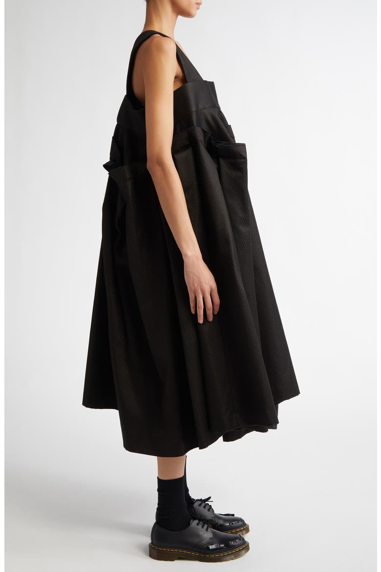 Dobby Dot Square Neck Dress, Alternate, color, BLACK