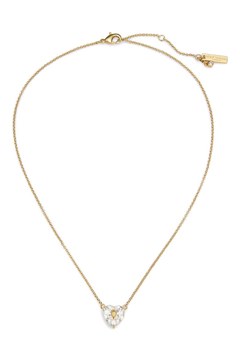 Crystal Heart Pendant Necklace, Main, color, GOLD/ CRYSTAL
