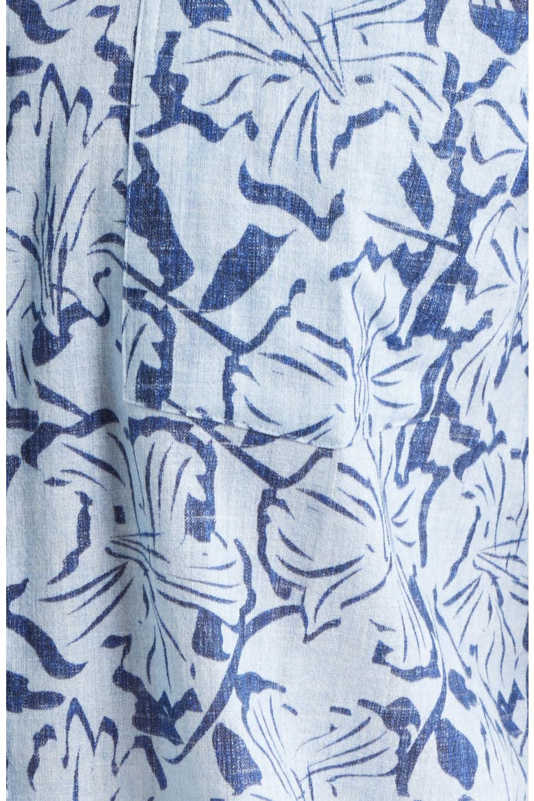 Hampton Stretch Cotton Short Sleeve Button-Up Shirt, Alternate, color, BLUE HIBISCUS