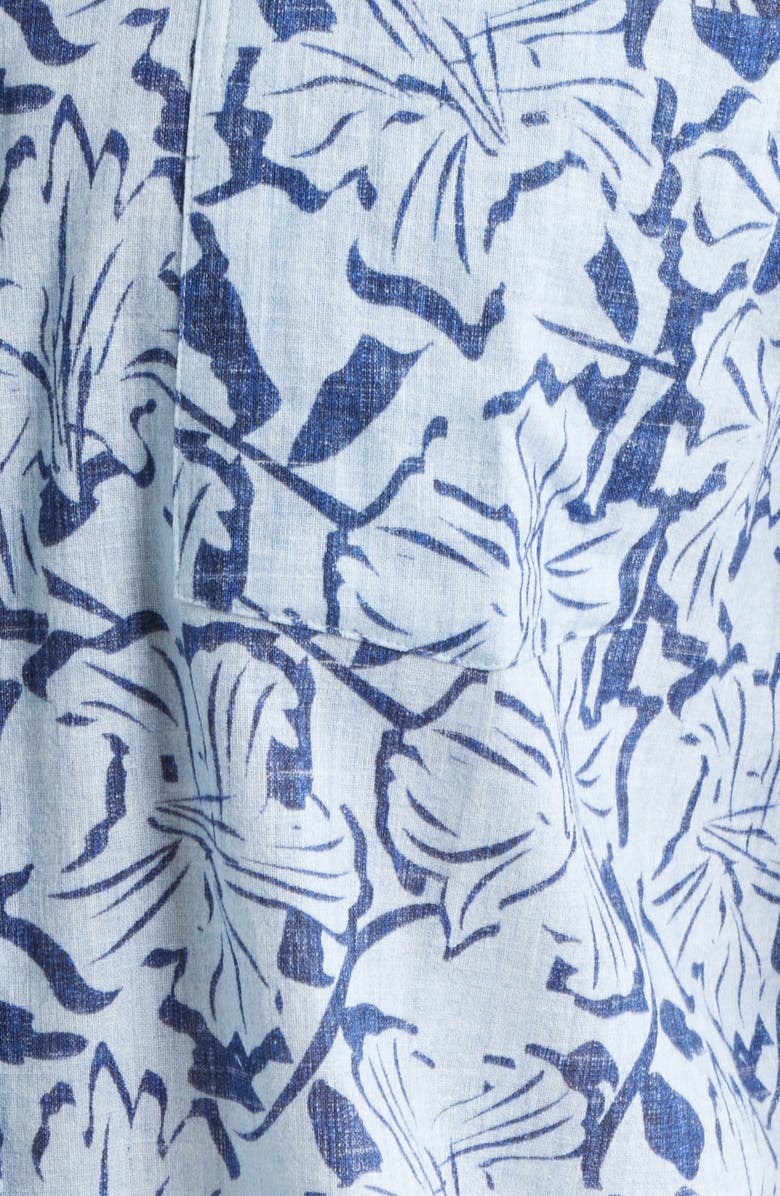 Johnston & Murphy Hampton Stretch Cotton Short Sleeve Button-Up Shirt, Alternate, color, Blue Hibiscus