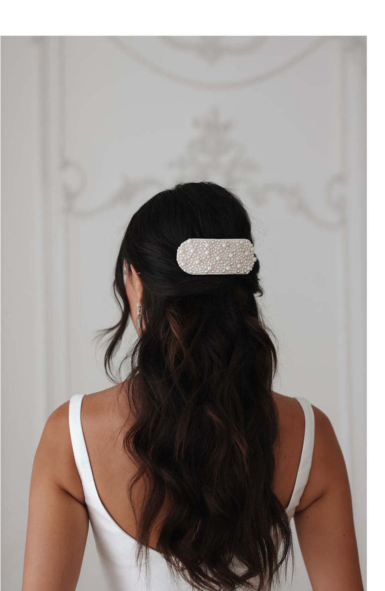 Untamed Petals Bridgette Pearl Barrette, Main, color, Pearl