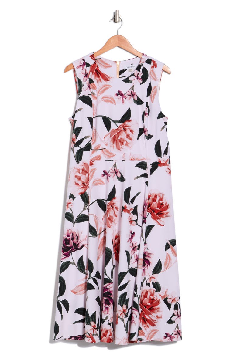 Floral Fit & Flare Midi Dress, Alternate, color, BLUSH MULTI