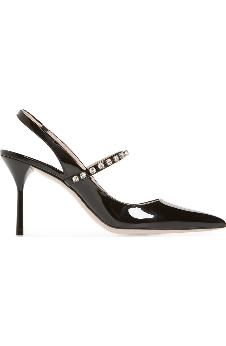 Miu Miu Crystal Strap Pointed Toe Slingback Pump, Alternate, color,