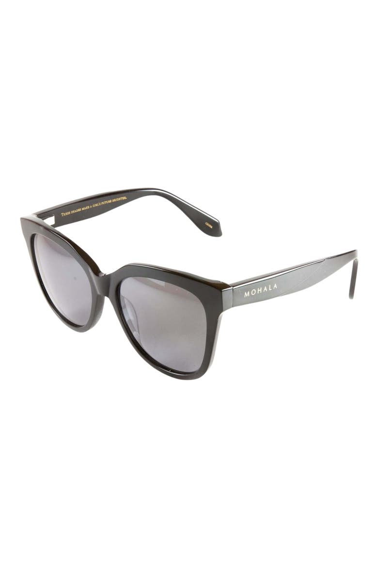 Pikake 55mm Low Bridge Medium Width Polarized Cat Eye Sunglasses, Alternate, color, BLACK LAVA