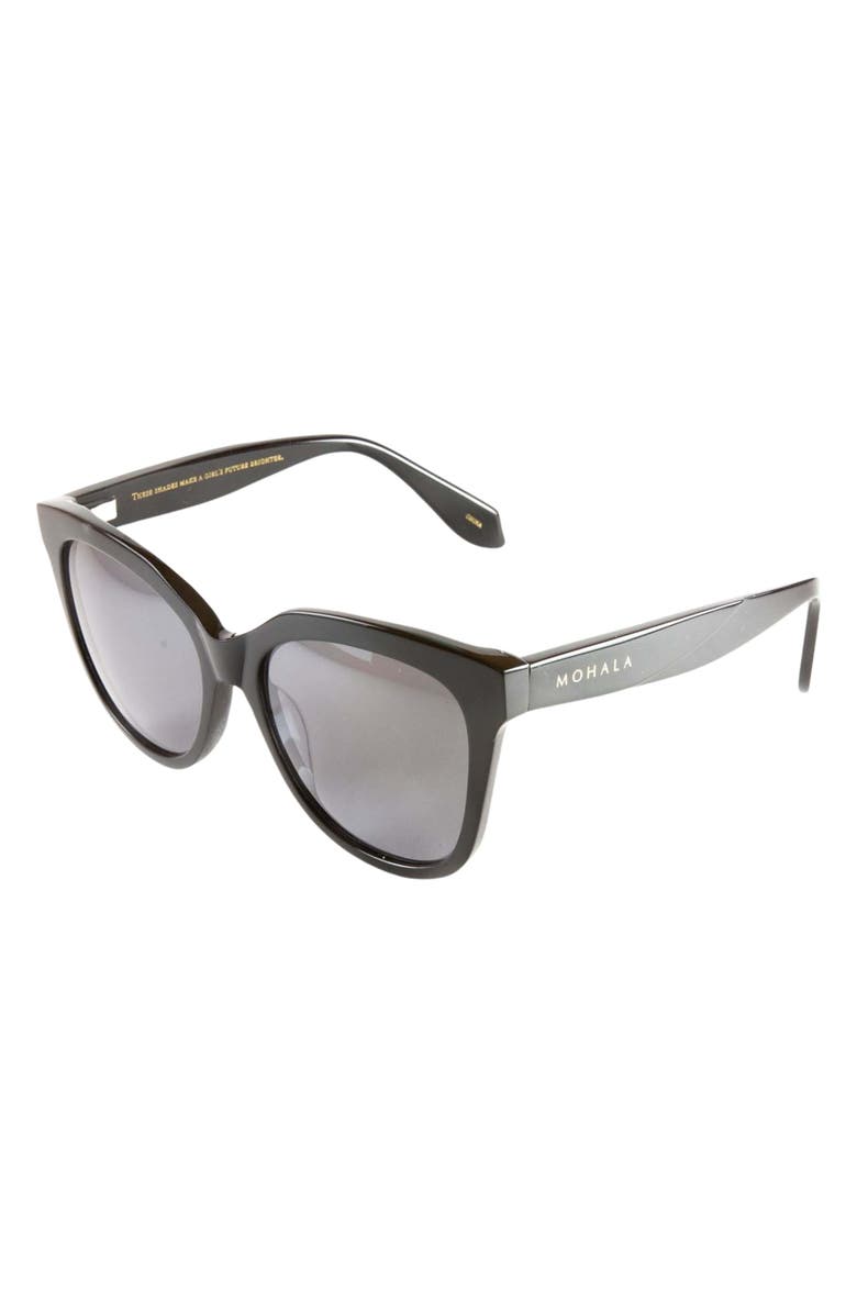 Mohala Eyewear Pikake 55mm Low Bridge Medium Width Polarized Cat Eye Sunglasses, Alternate, color, Black Lava