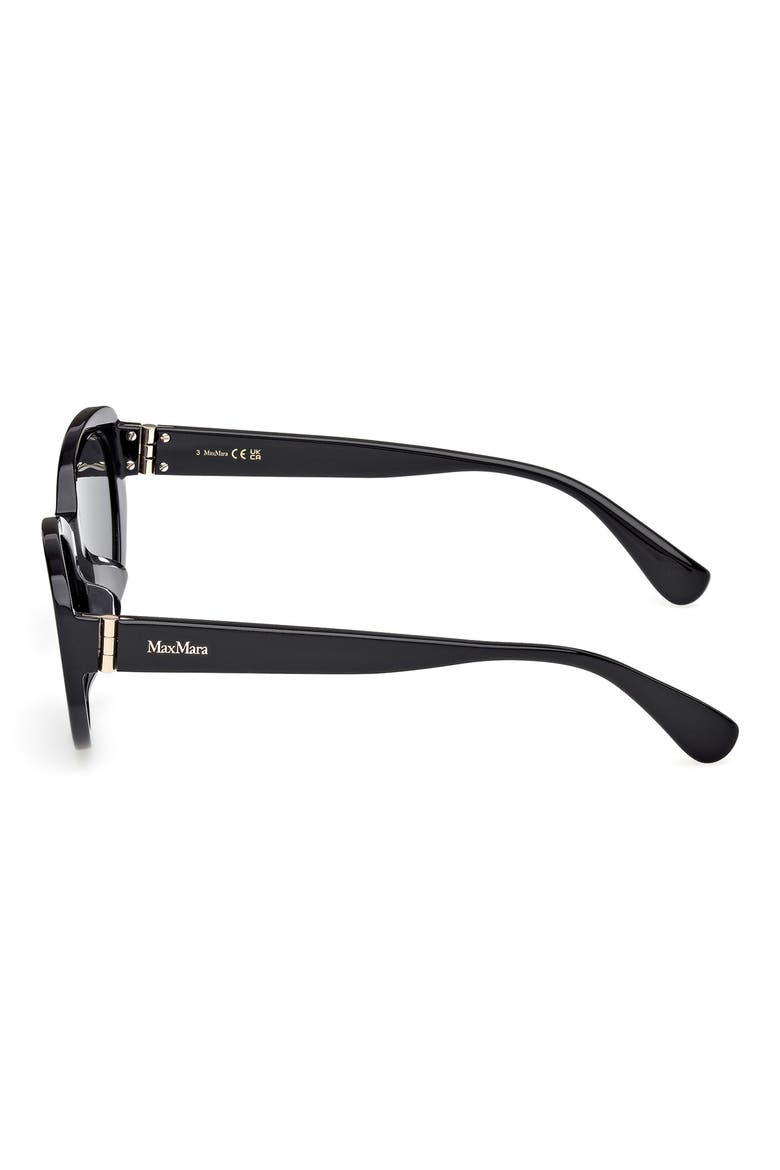 54mm Round Sunglasses, Alternate, color, SHINY BLACK / SMOKE