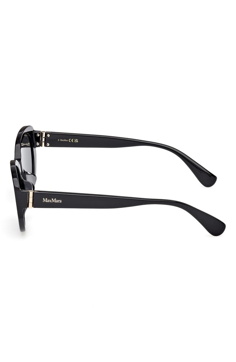 Max Mara 54mm Round Sunglasses, Alternate, color, Shiny Black / Smoke