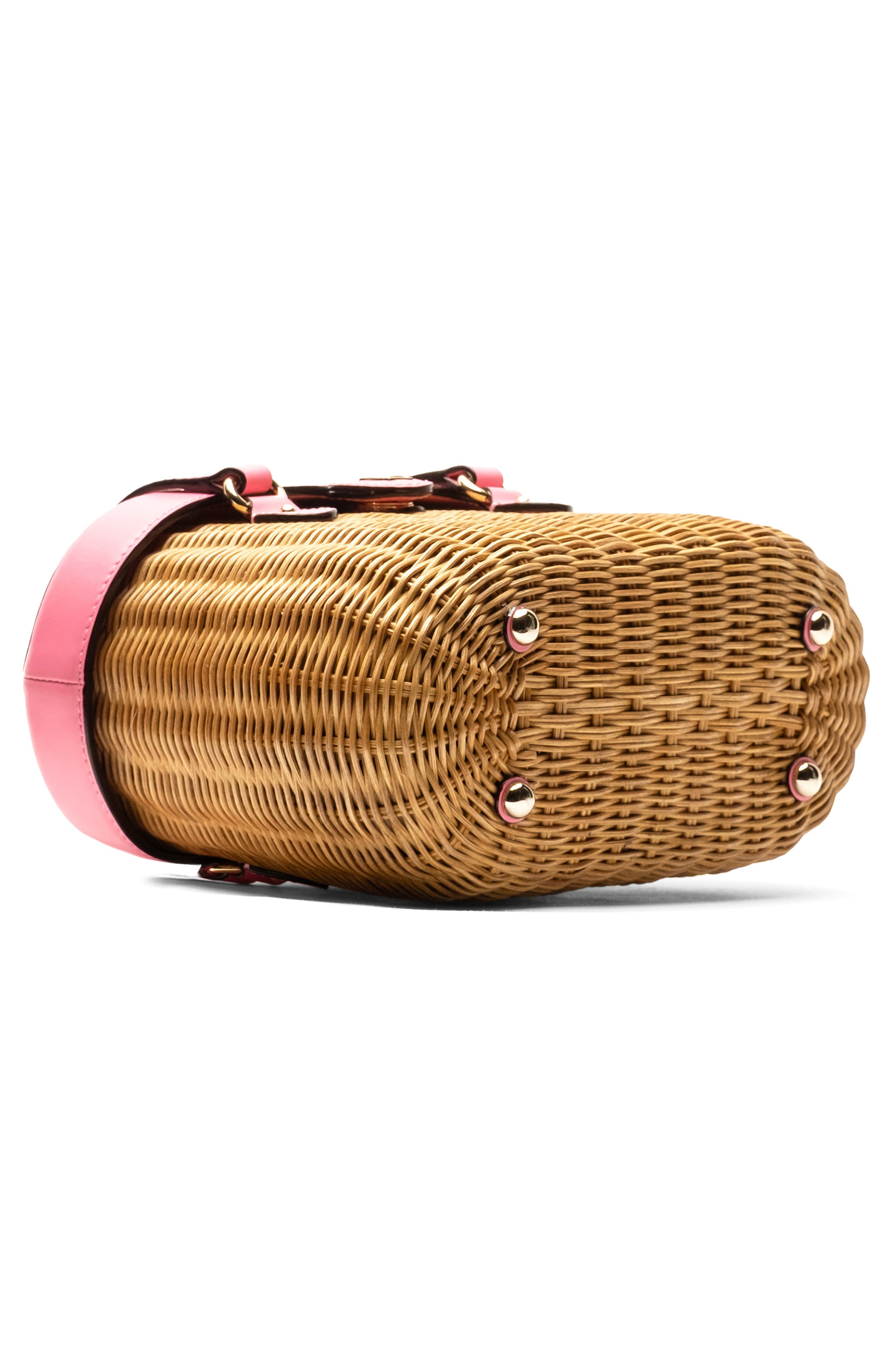 Frances Valentine Willow Woven Wicker & Leather Top Handle Bag, Alternate, color, Pink