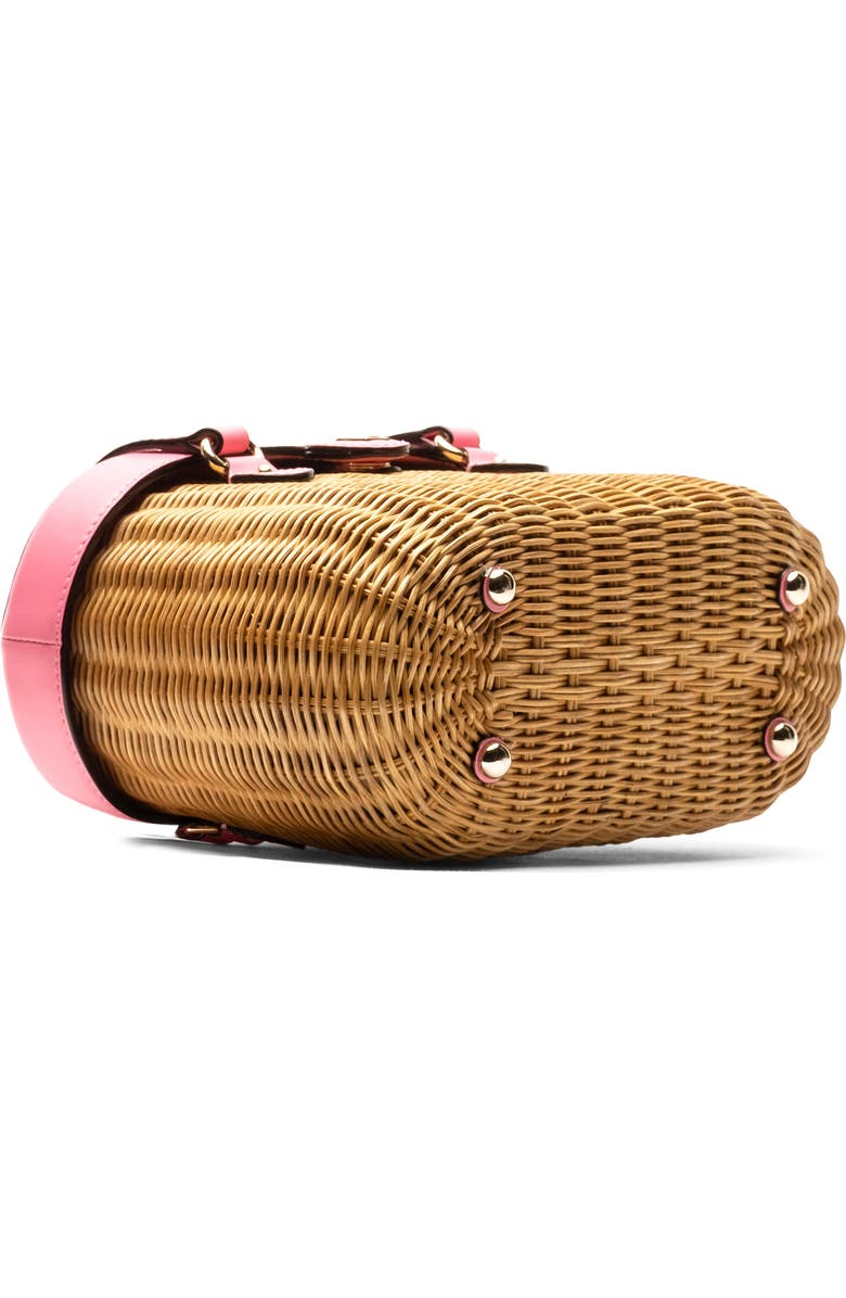 Frances Valentine Willow Woven Wicker & Leather Top Handle Bag, Alternate, color, Pink