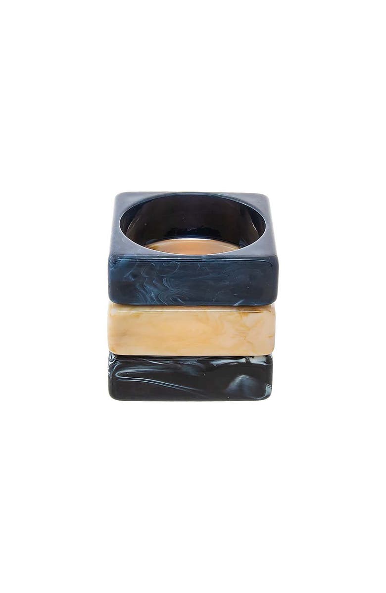 BY ADINA EDEN Charcoal & Cream Square Resin Bangle Set, Alternate, color, Multi-Color