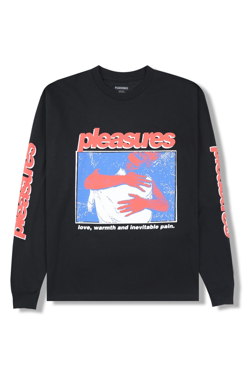PLEASURES Embrace Long Sleeve Graphic T-Shirt, Alternate, color, Pigment Black