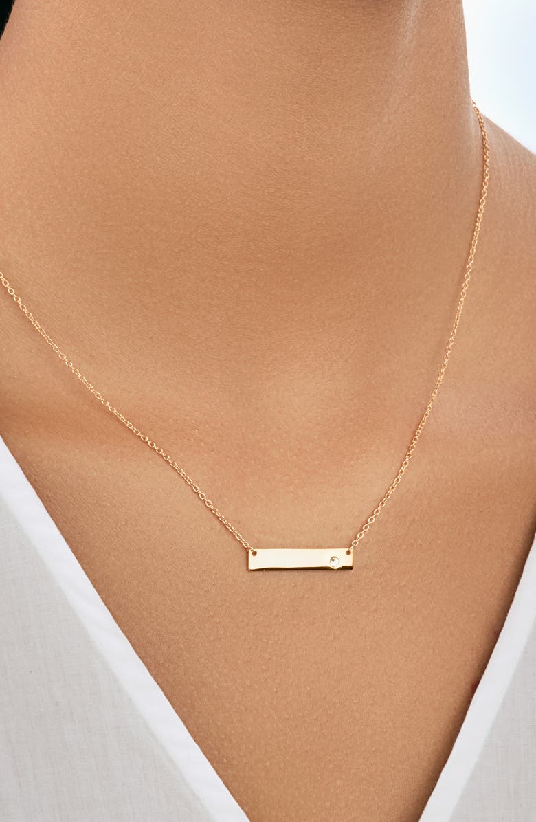 Sterling Forever Cubic Zircona Bar Pendant Necklace, Alternate, color, Rose Gold