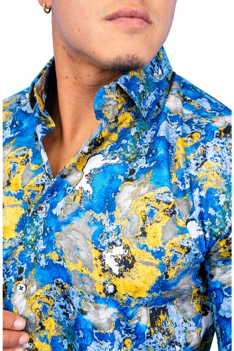 Fibonacci Geo Multi Contemporary Fit Button-Up Shirt, Alternate, color, BLUE MULTI