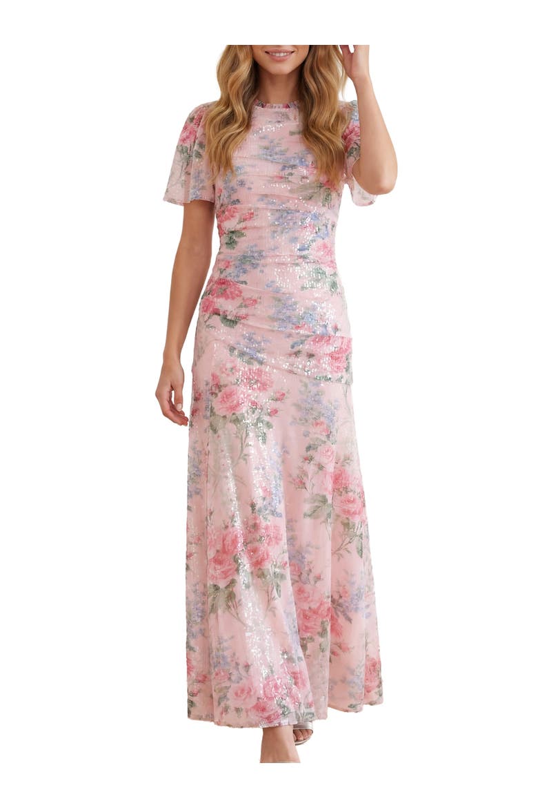 Palace Garden Sequin Gown, Main, color, Dusk Pink