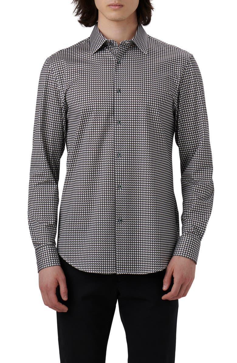 Bugatchi James OoohCotton<sup>®</sup> Houndstooth Button-Up Shirt, Main, color, 