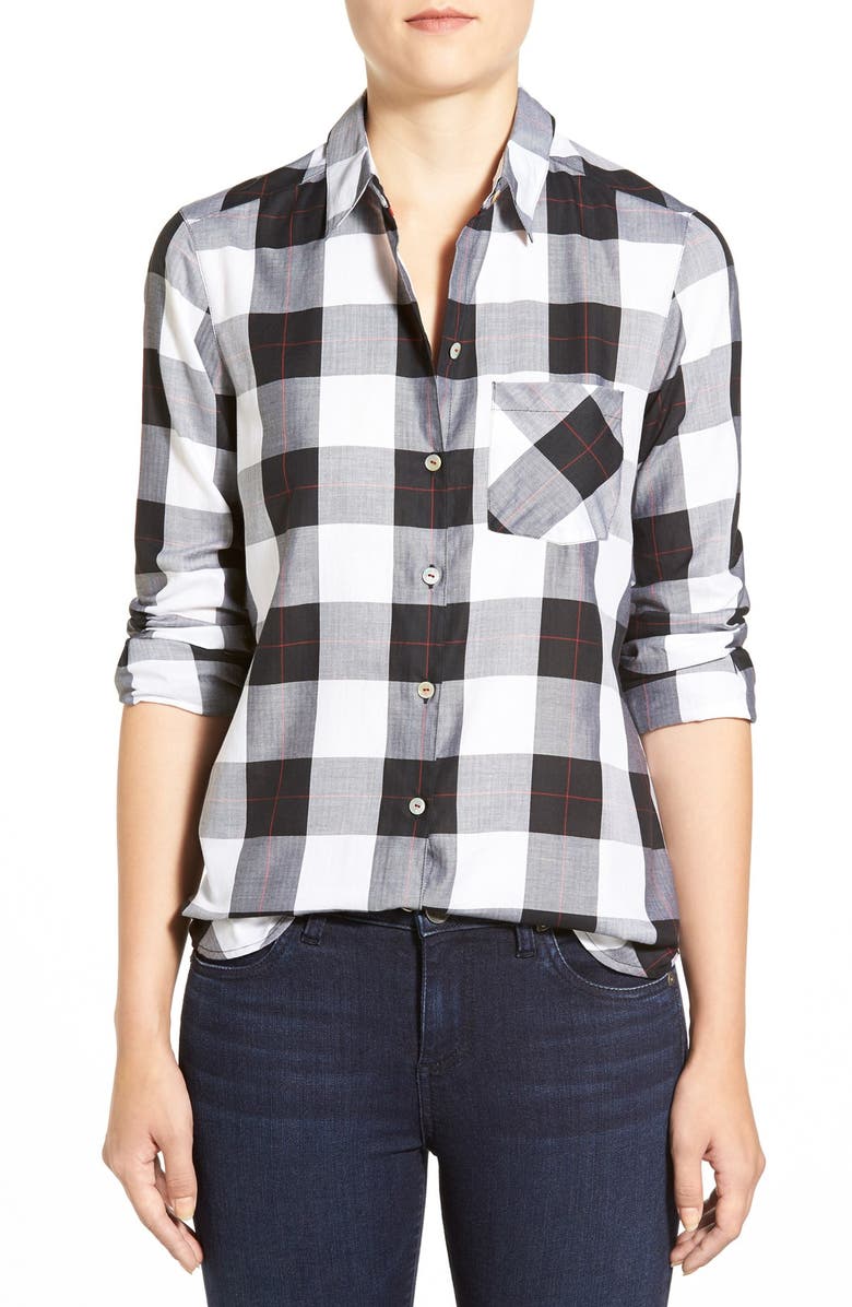 Foxcroft Herringbone Buffalo Check Shirt, Main, color, 