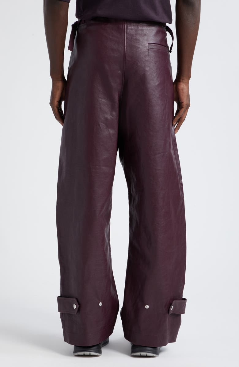 Burberry Pleated Leather Trousers, Alternate, color, Plum