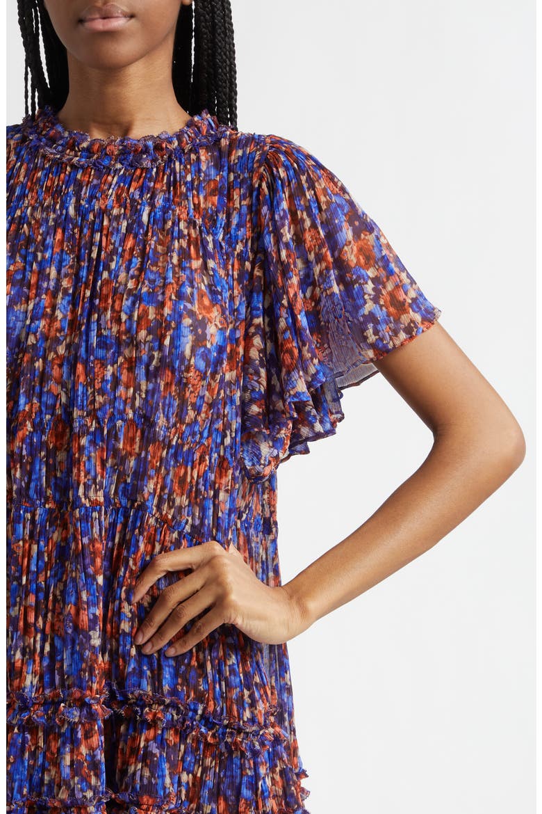 Ryla Floral Silk Shift Dress, Alternate, color, VIOLET