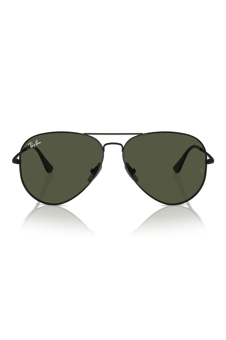 58mm Pilot Aviator Sunglasses, Alternate, color, BLACK