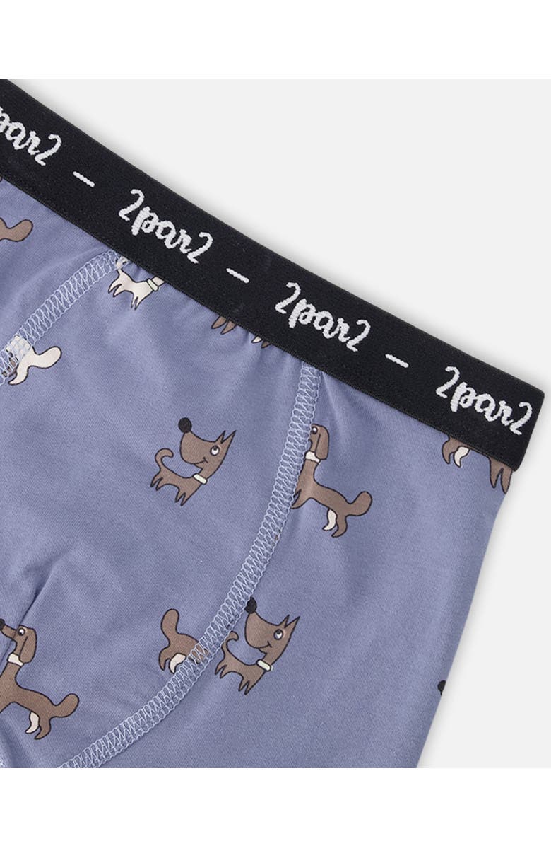 Deux par Deux Organic Cotton Dog Elastic Waist Boxer, Alternate, color, Blue Printed Dogs