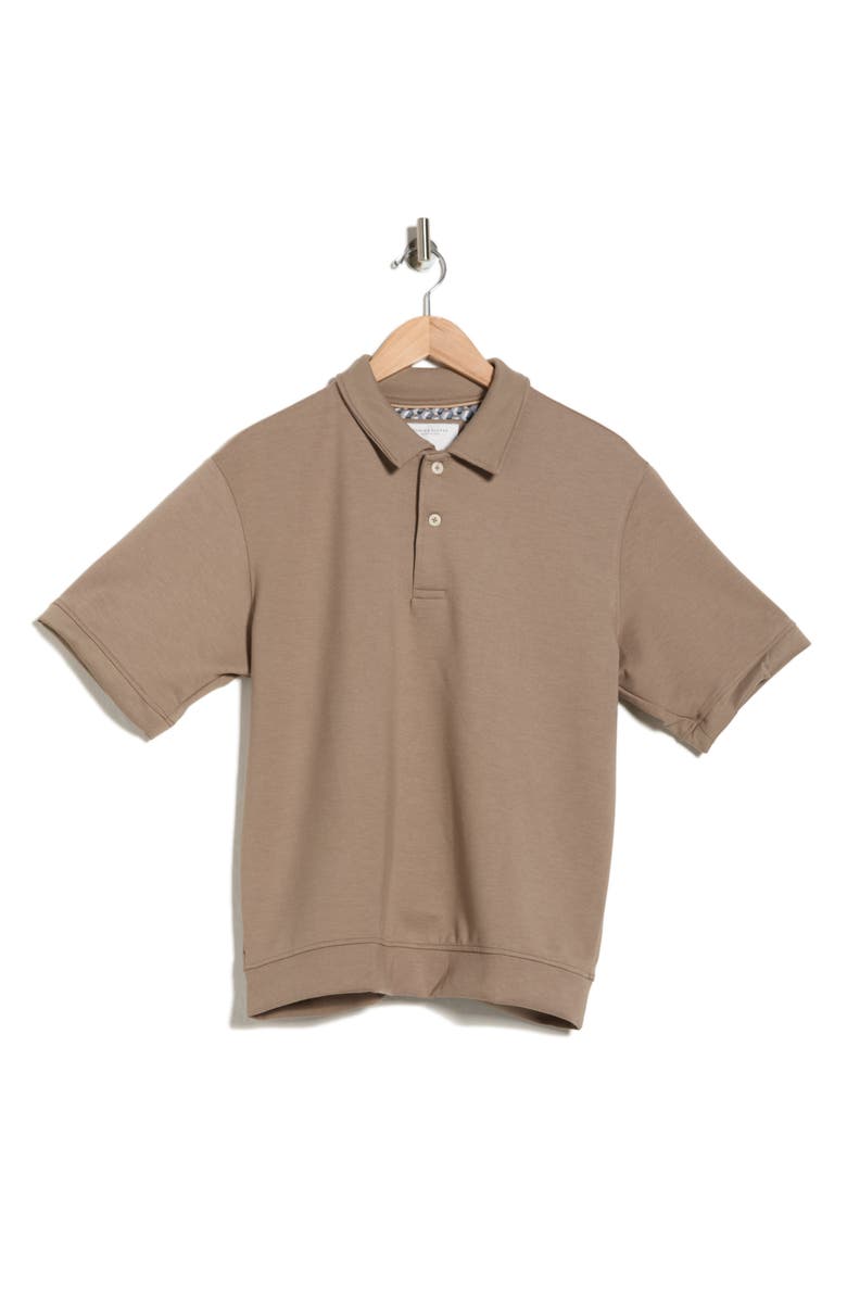 DENIM AND FLOWER Dusty Relaxed Fit Knit Polo, Alternate, color, Brown