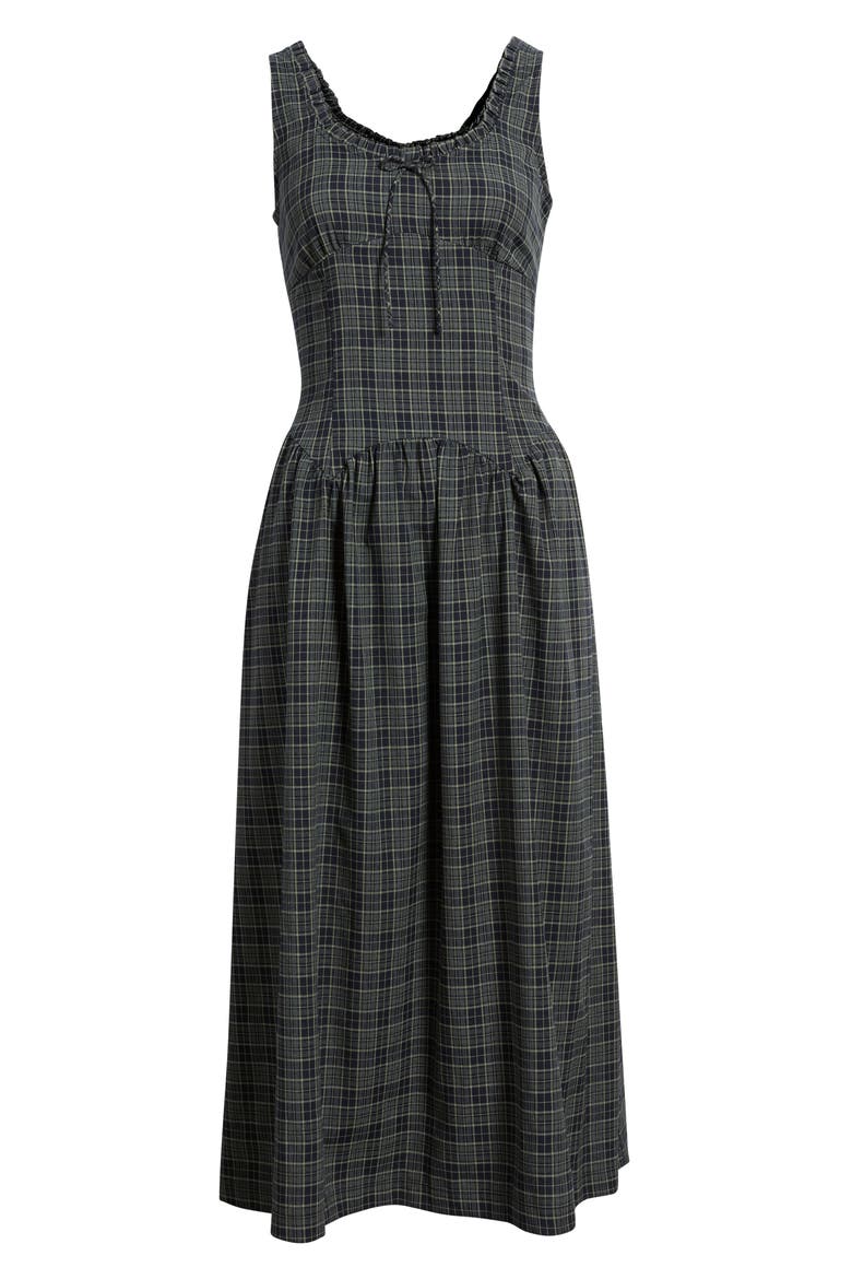 Drop Waist Sleeveless Midi Dress, Main, color, NAVY MULTI