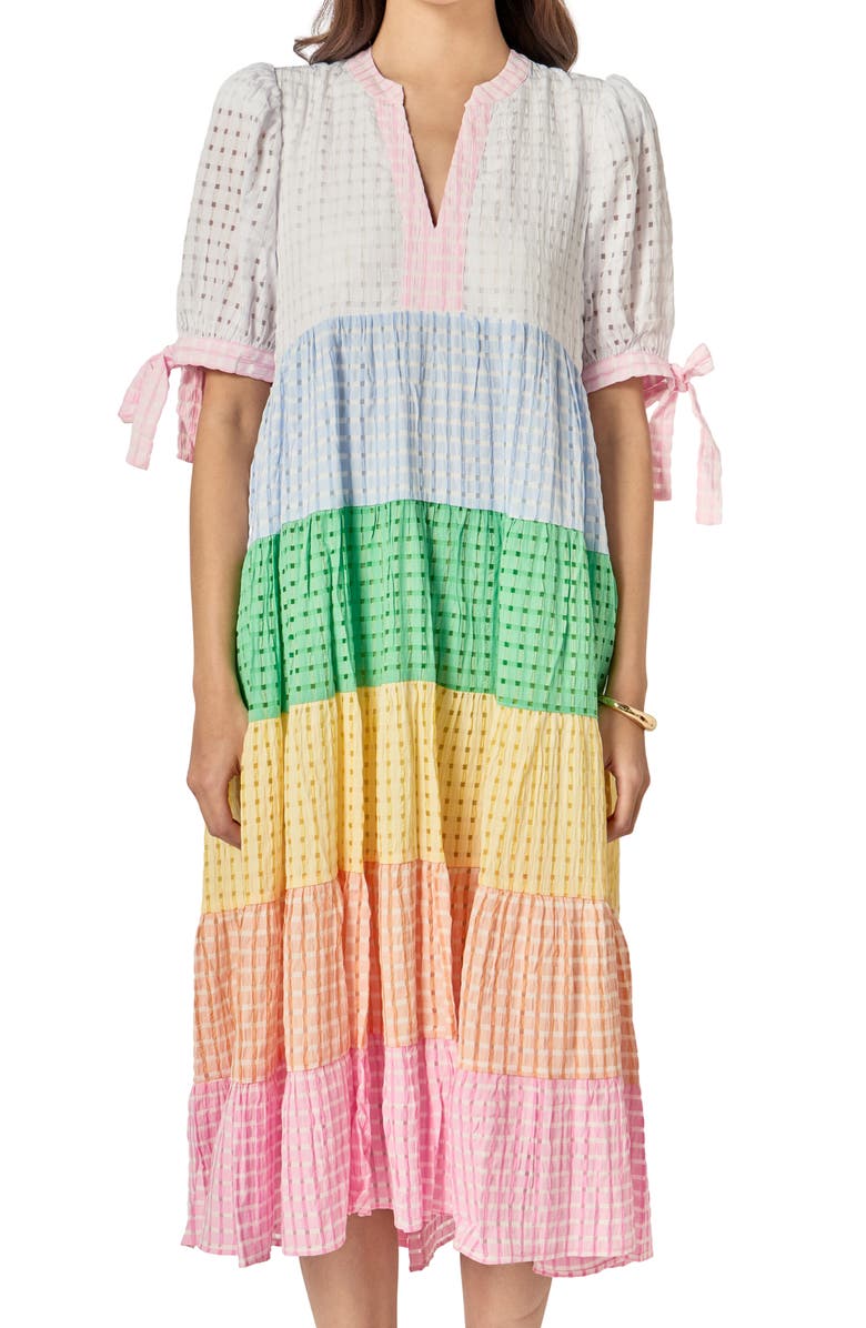 English Factory Stripe Midi Dress, Alternate, color, Multi
