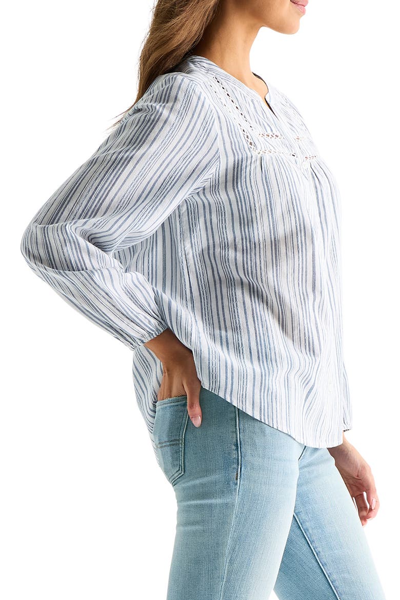 Stitched Yoke Long Sleeve Button-Up Shirt, Alternate, color, BLUE STRIPE