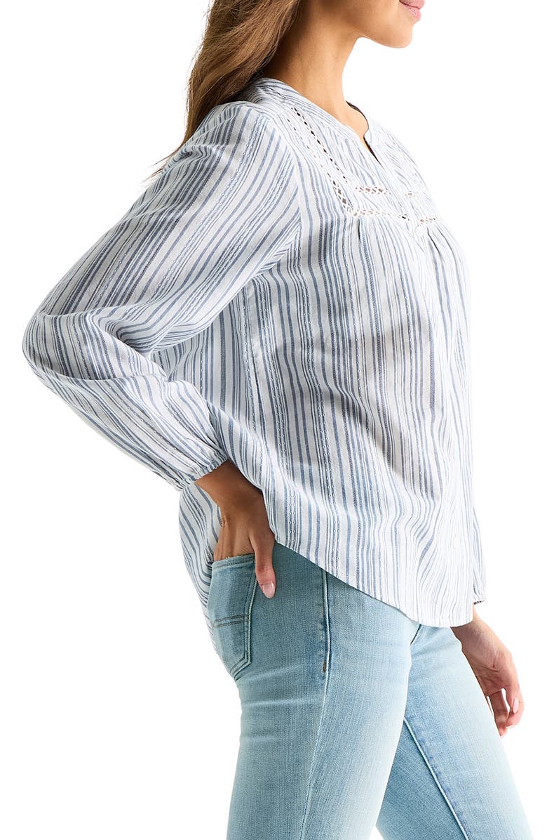 Lucky Brand Stitched Yoke Long Sleeve Button-Up Shirt, Alternate, color, Blue Stripe