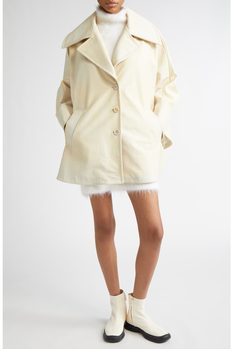 Printed Calfskin Leather Cape, Alternate, color, LIGHT TOPAZ