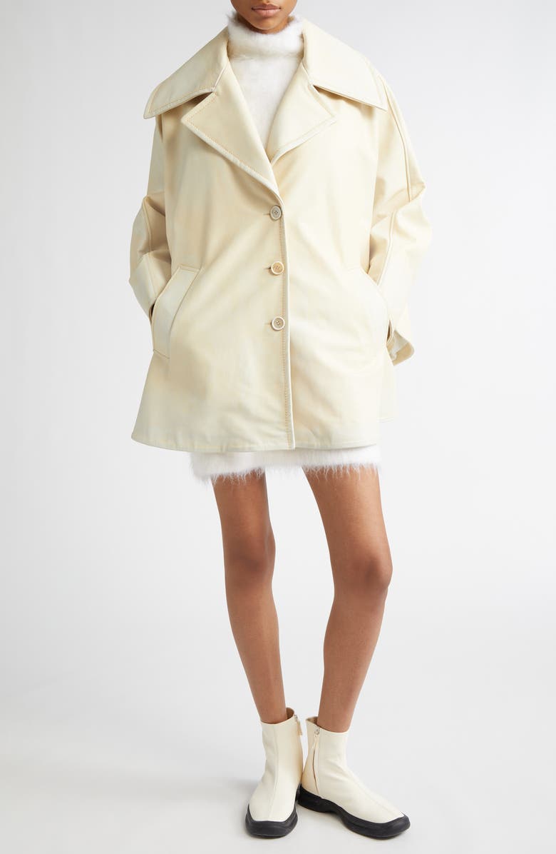 Marni Printed Calfskin Leather Cape, Alternate, color, Light Topaz