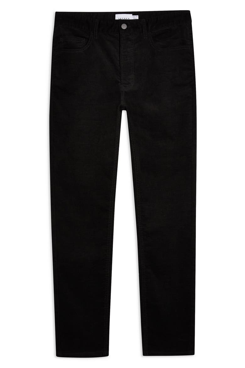 Microcord Skinny Fit Pants, Alternate, color, BLACK
