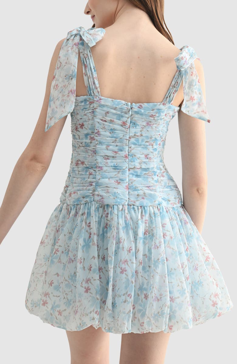 Lush Floral Tie Shoulder Minidress, Alternate, color, Blue Floral