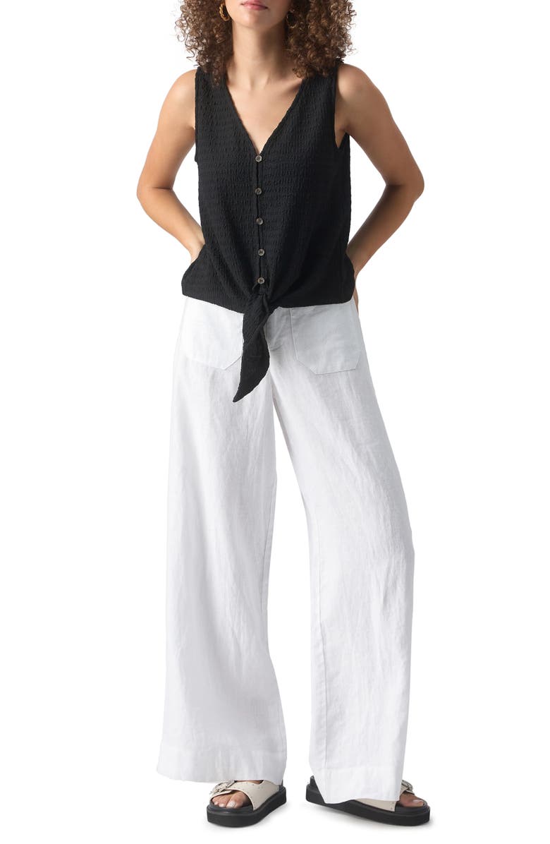 Sanctuary The Marine Linen Wide Leg Pants, Alternate, color, White