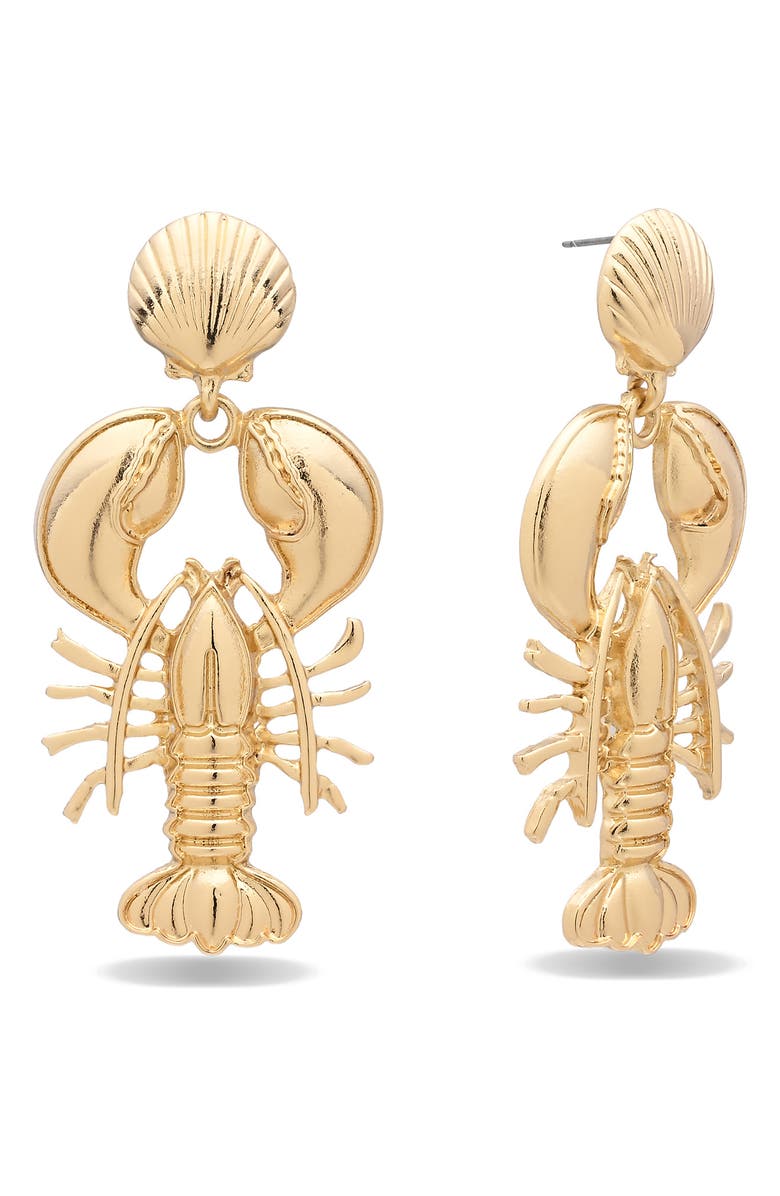 EYE CANDY LOS ANGELES Langostina Statement Earrings, Main, color, Gold